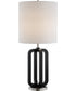 Shirley 1-Light Table Lamp Black/Brushed Nickel/White Fabric Shade