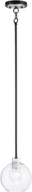 7"W Vessel 1-Light Mini Pendant Black / Brushed Aluminum