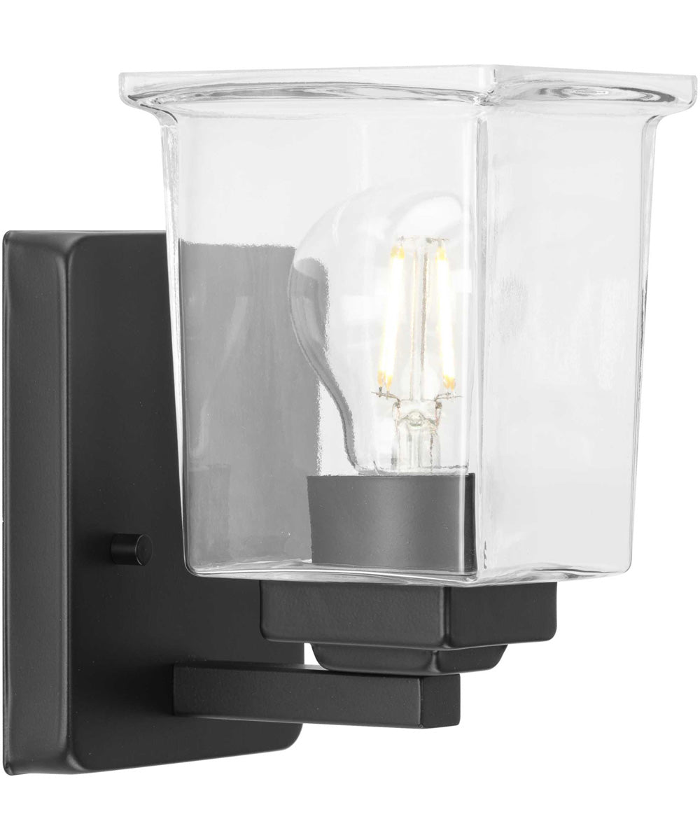 Gilmour 1-Light Modern Farmhouse Clear Glass Bath Vanity Light Matte Black
