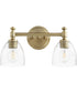 17"W Rossington 2-light Bath Vanity Light Aged Brass w/ Clear/Seeded