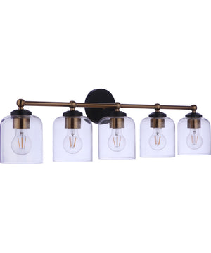 Coppa 5-Light Vanity Flat Black/Satin Brass