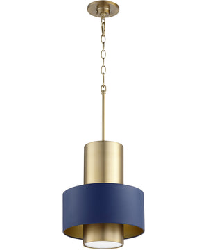 1-light Pendant Aged Brass w/ Blue