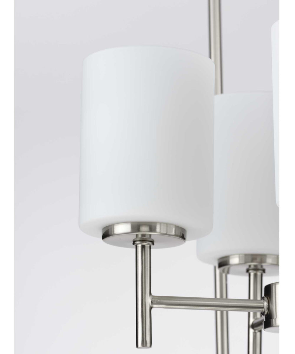 Replay 4-Light Etched White Glass Modern Pendant Light Brushed Nickel