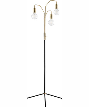 Nilmani 3-Light Floor Lamp Antique Brass/Black