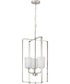 League 3-Light Etched Glass Modern Farmhouse Foyer Chandelier Light Brushed Nickel