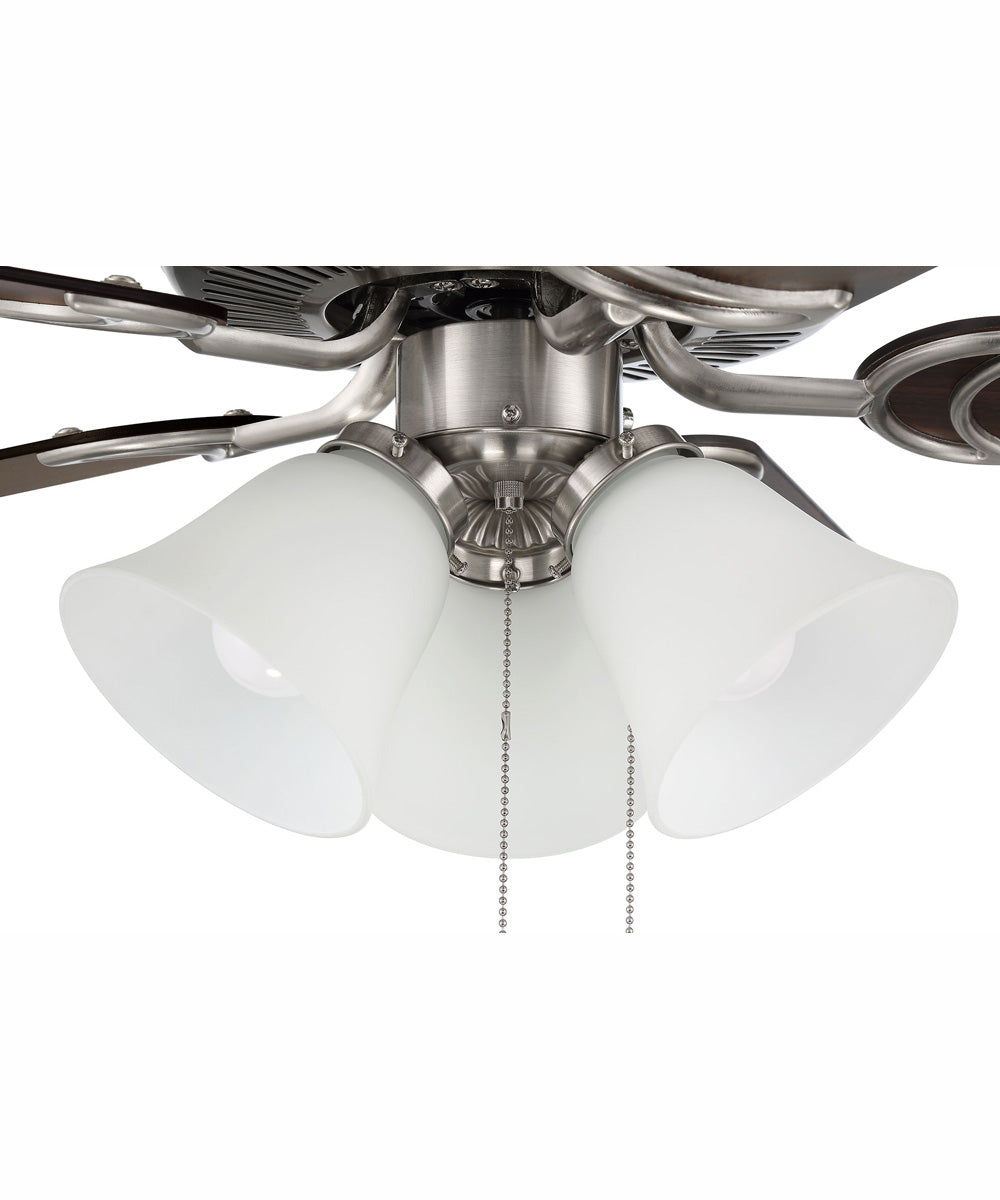 52" Decorator's Choice 3-Light Ceiling Fan Brushed Polished Nickel