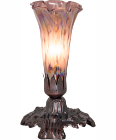 7" High Purple Iridescent Tiffany Pond Lily Mini Lamp