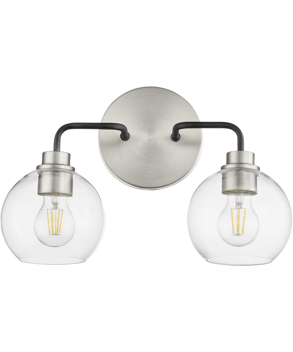 Clarion 2-light Bath Vanity Light Textured Black w/ Satin Nickel