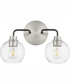 Clarion 2-light Bath Vanity Light Textured Black w/ Satin Nickel
