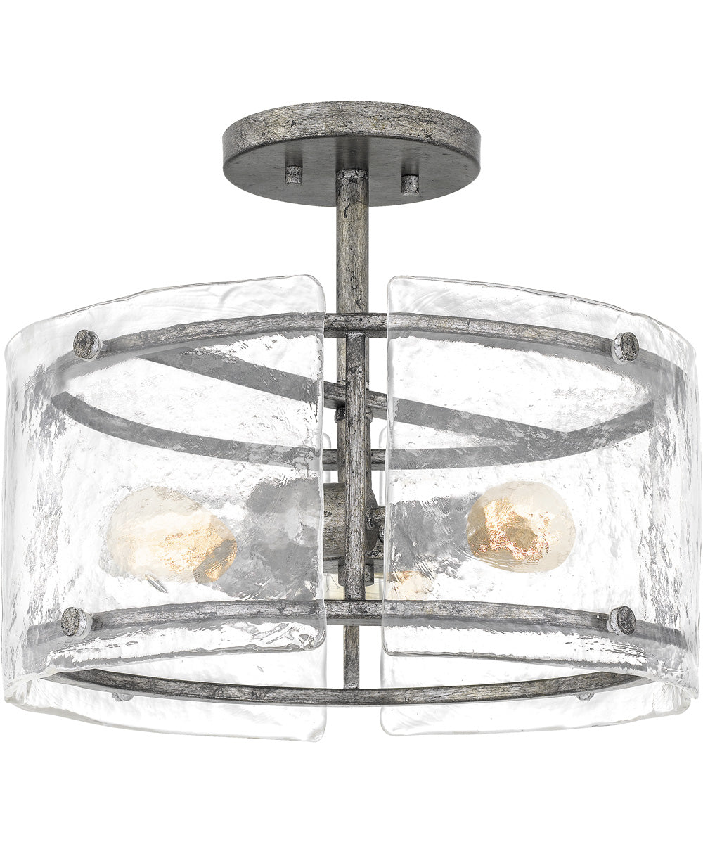 Fortress 3-light Semi Flush Mount Mottled Silver