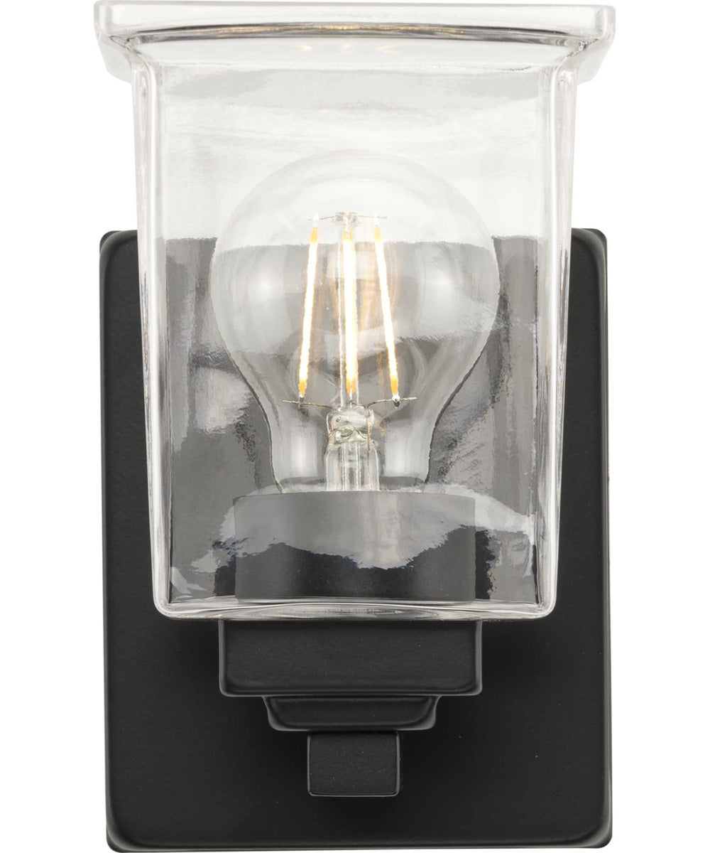Gilmour 1-Light Modern Farmhouse Clear Glass Bath Vanity Light Matte Black