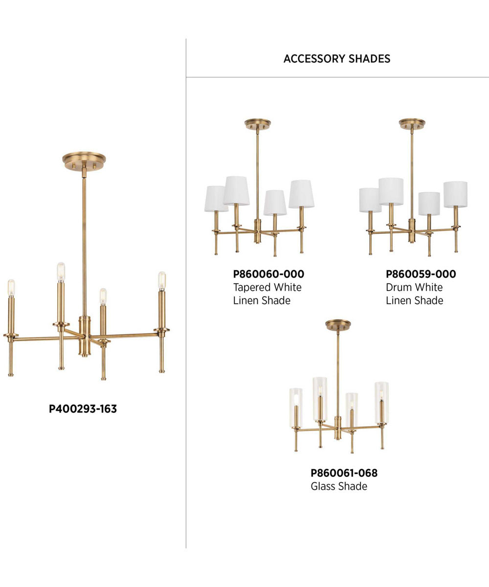 Elara 4-Light New Traditional  Chandelier Light Vintage Brass