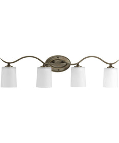 Inspire 4-Light Etched Glass Traditional Bath Vanity Light Antique Bronze