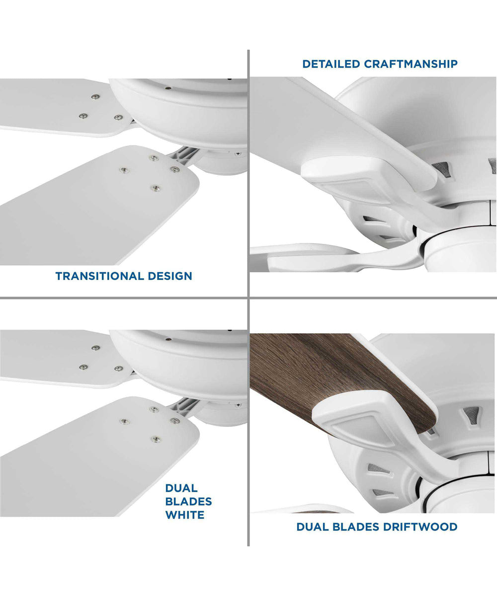 Kennedale 72-Inch 5-Blade DC Motor Transitional Ceiling Fan Driftwood/Matte White Satin White