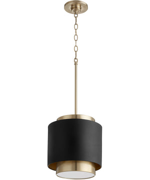 11"W 1-light Pendant Noir / Aged Brass
