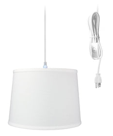 14"W 1 Light Swag Plug-In Pendant  White Shade White Cord