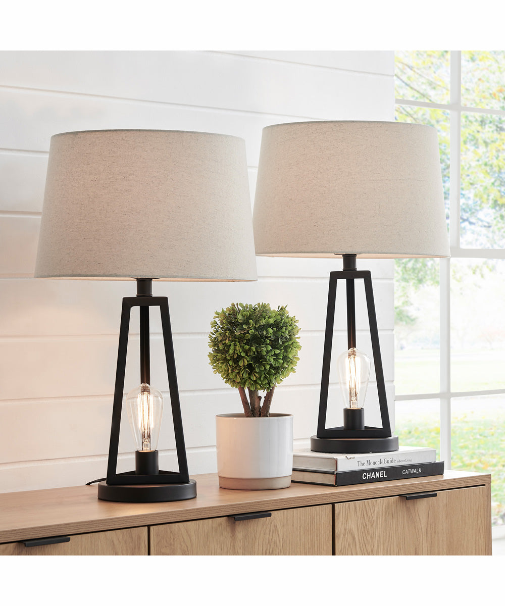 Galini 1-Light 2 Pack-Table Lamp With N.Light Black/Oatmeal Shade