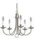 5-Light White Candles Traditional Chandelier Light Brushed Nickel