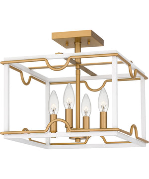 Brinkman Medium 4-light Semi Flush Mount Matte White