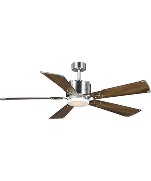 Glenfalls 5-Blade Reversible Chestnut 56-Inch LED Transitional Ceiling Fan Brushed Nickel