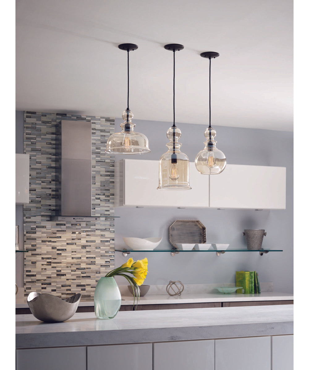 Staunton 1-Light Champagne Glass Global Pendant Light Antique Bronze