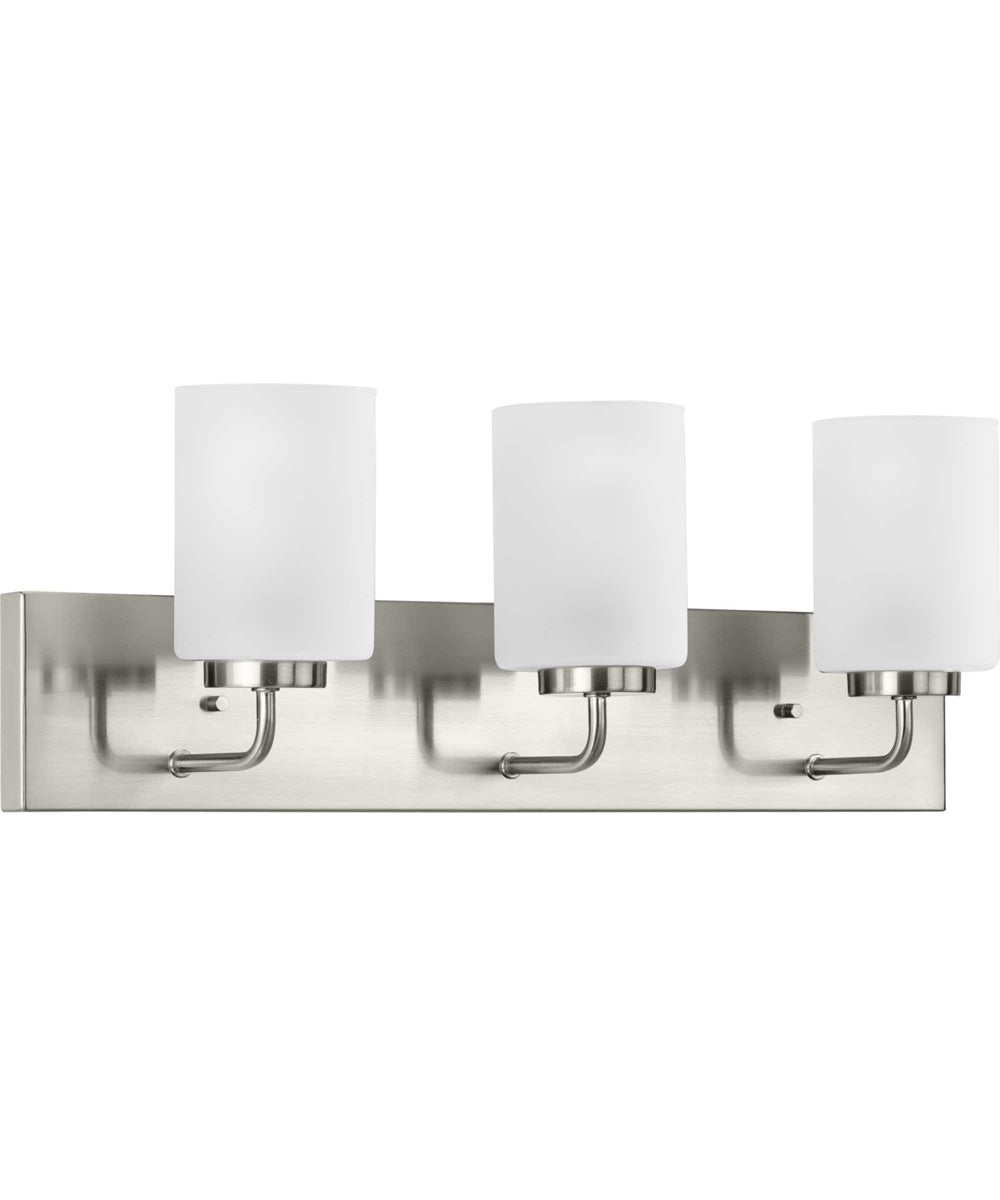 Merry 3-Light Etched Glass Transitional Style Bath Vanity Wall Light Brushed Nickel
