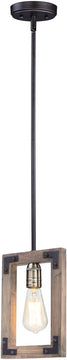 7"W Lodge 1-Light Pendant Weathered Oak / Bronze