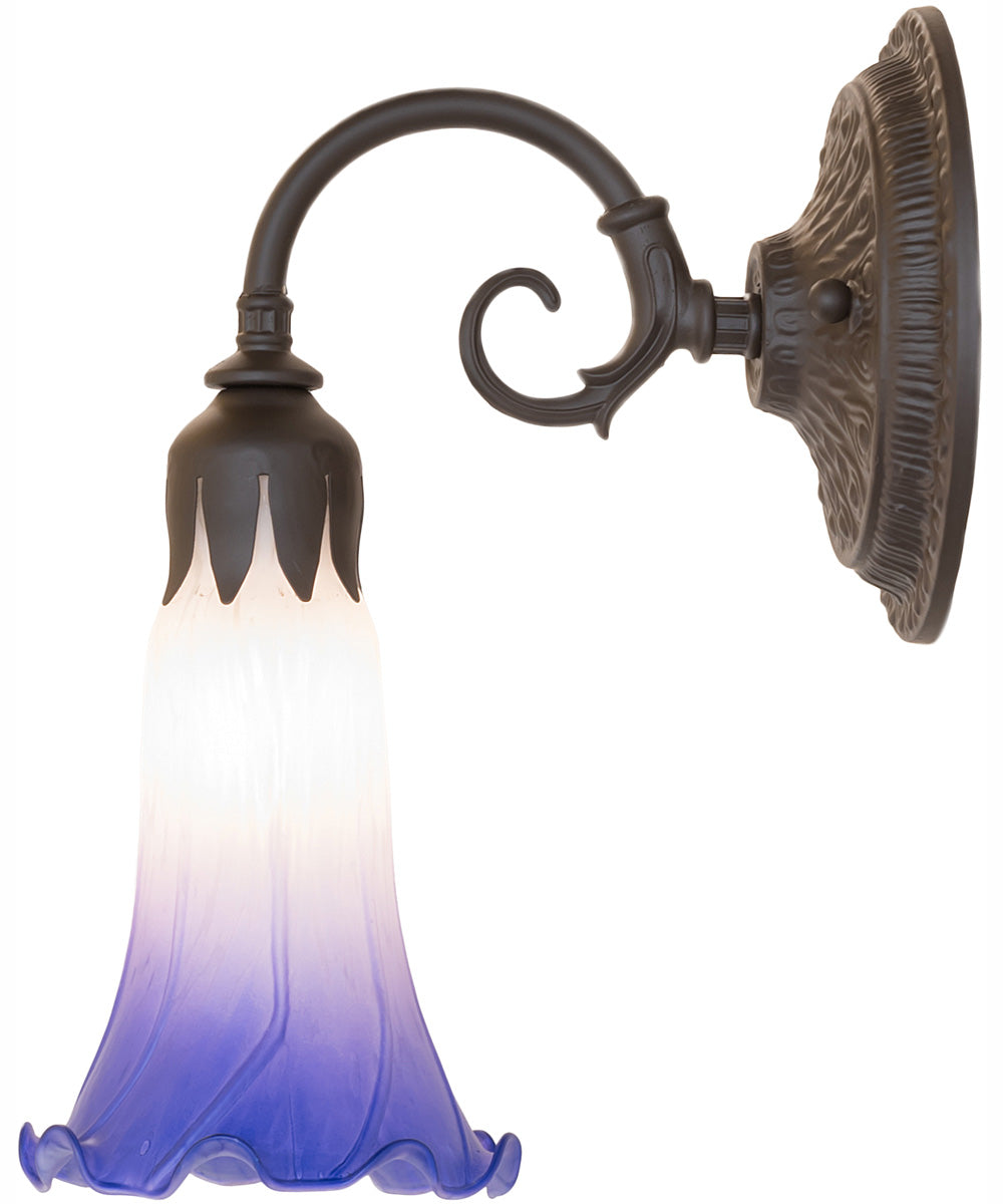 5.5" Wide Blue/White Tiffany Pond Lily Wall Sconce