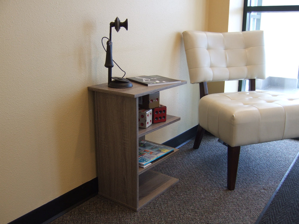 HomeConcept Magazine Rack Chairside End Table Rustic Gray 11451RG