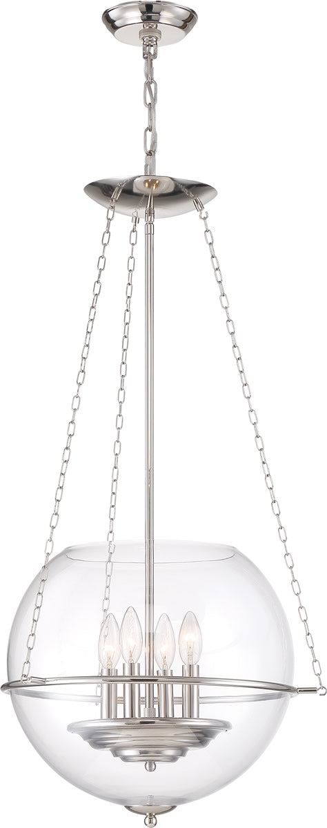 19"W Odyssey 4-Light Pendant Polished Nickel