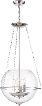 19"W Odyssey 4-Light Pendant Polished Nickel