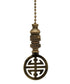 Classic 4 Blessings Asian Ceiling Fan Pull, 2.25"h with 12" Antiqued Brass Chain