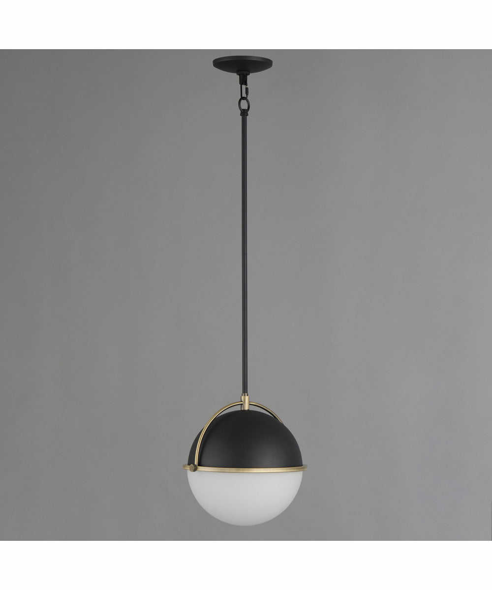 Duke 12 inch Single Pendant Black/Weathered Brass