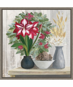 Framed Natural Holiday Light by Julia Purinton Canvas Wall Art Print (22  W x 22  H), Sylvie Greywash Frame