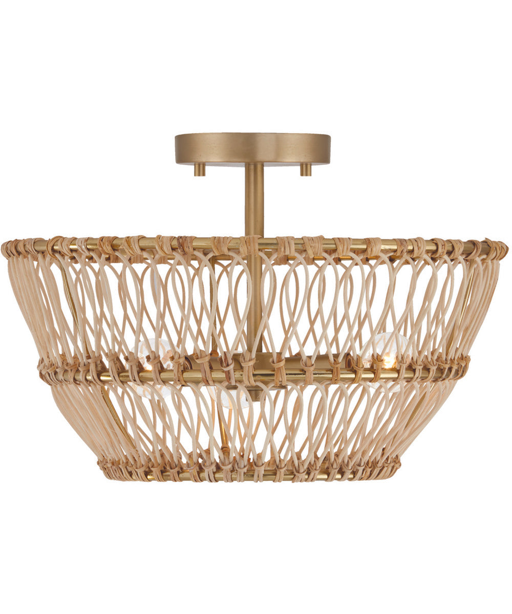 Wren 3-Light Semi-Flush Matte Brass