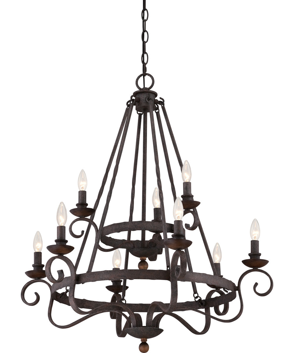 Noble 9-light Chandelier Rustic Black