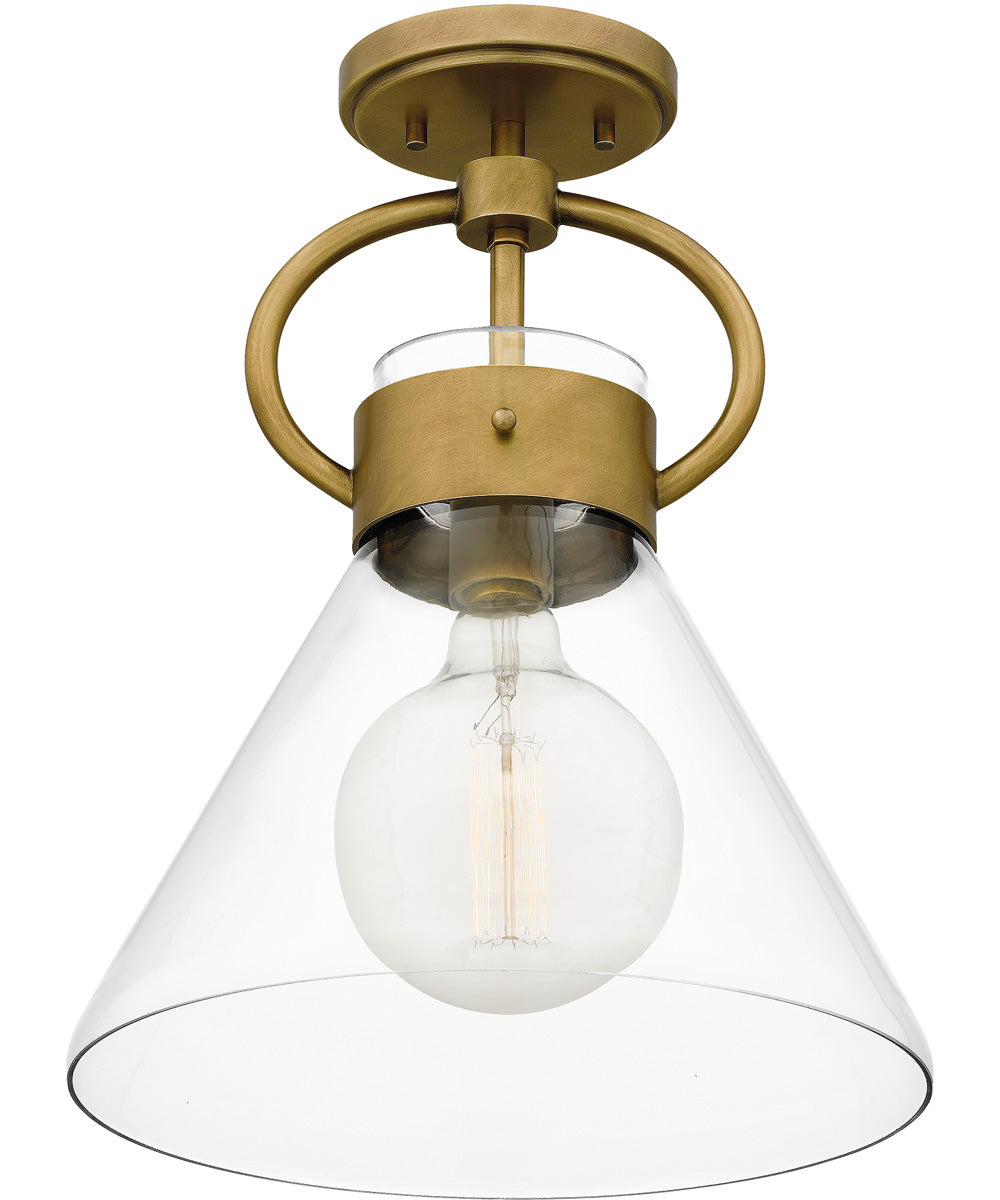 Webster 1-light Semi Flush Mount Weathered Brass