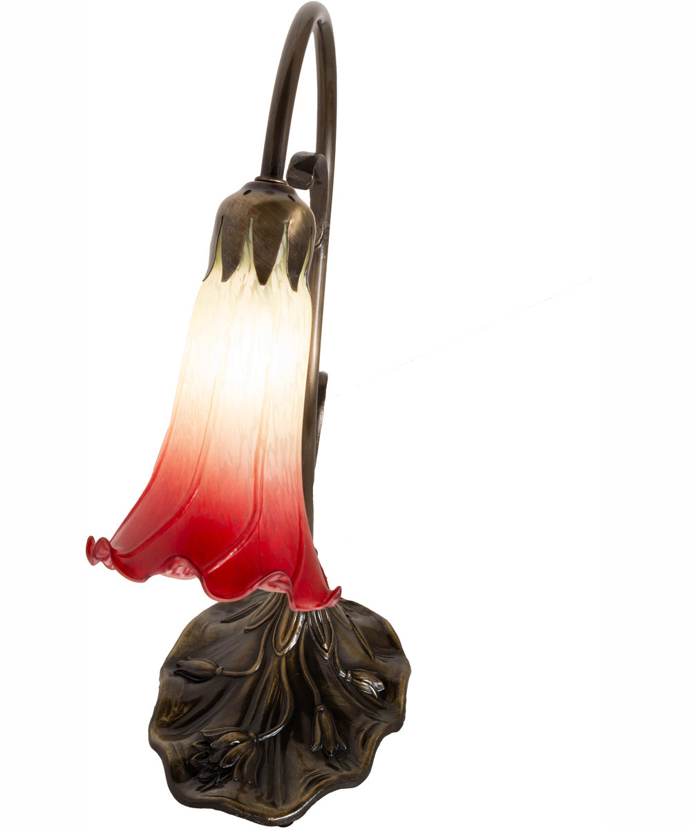 15" High Seafoam/Cranberry Tiffany Pond Lily Accent Lamp
