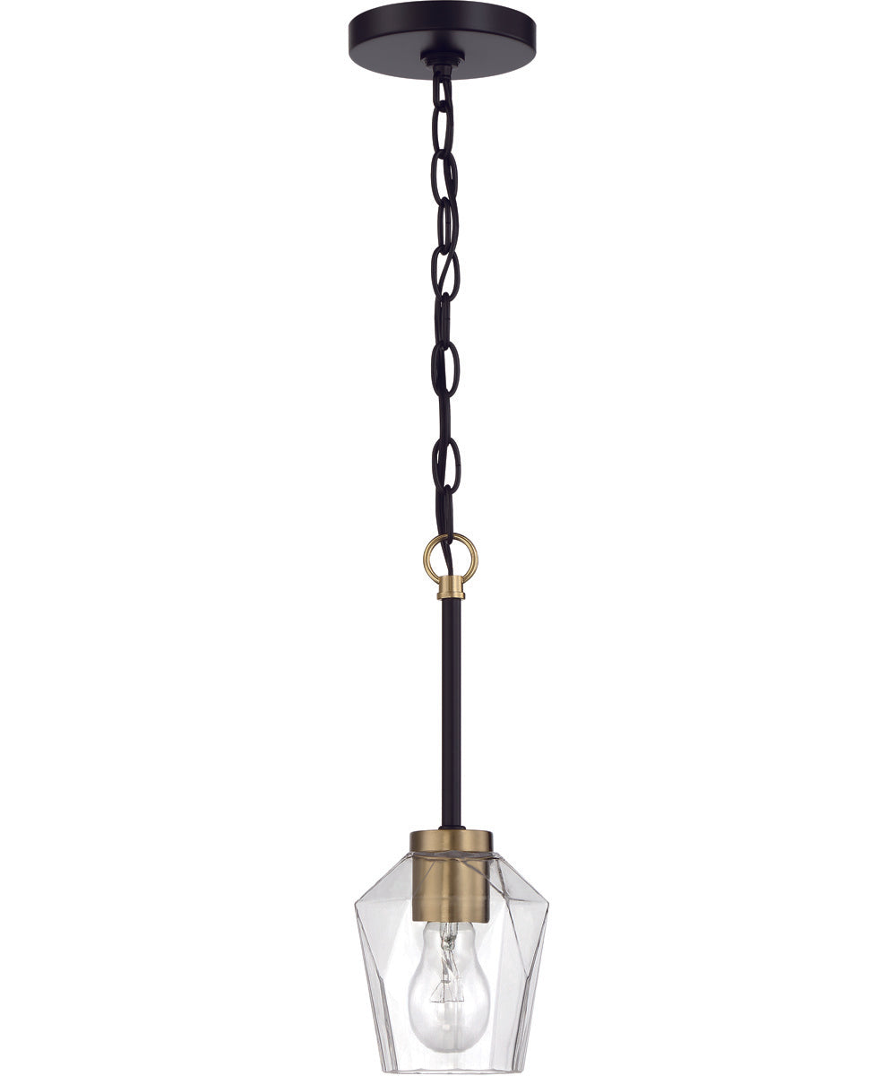 Avante Grand 1-Light Mini Pendant Flat Black/Satin Brass
