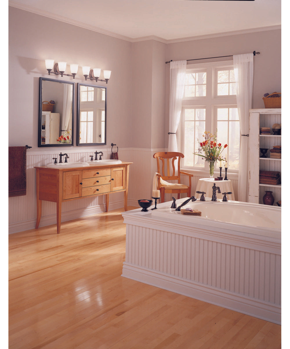 Victorian 3-Light White Opal Glass Farmhouse Bath Vanity Light Venetian Bronze