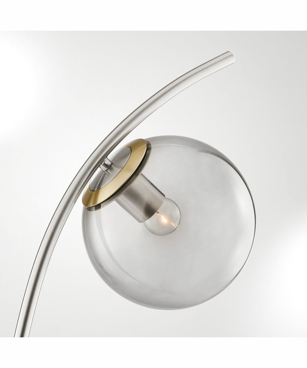 Lancy 1-Light Floor Lamp Brushed Nickel/Smoke Glass Shade