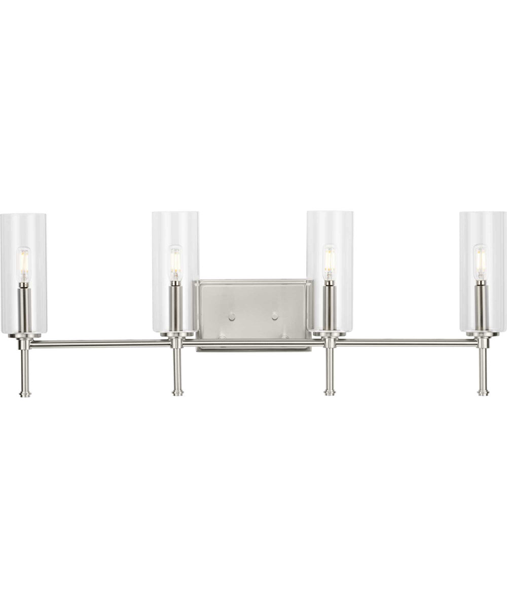 Elara 4-Light New Traditional Clear Glass Bath Vanity Light Brushed Nickel