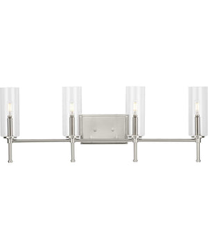 Elara 4-Light New Traditional Clear Glass Bath Vanity Light Brushed Nickel