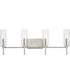Elara 4-Light New Traditional Clear Glass Bath Vanity Light Brushed Nickel