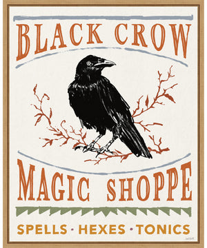 Framed Black Crow Halloween Color by Anne Tavoletti Canvas Wall Art Print (23  W x 28  H), Sylvie Maple Frame