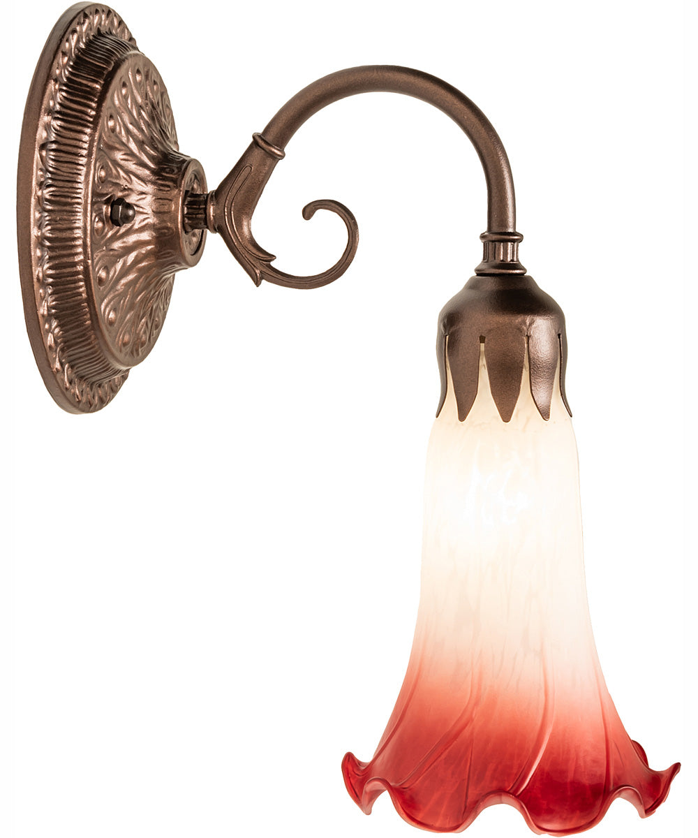 5" Wide Pink/White Pond Lily Victorian Wall Sconce