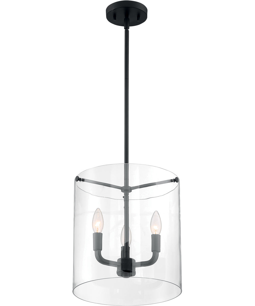 12"W Sommerset 3-Light Pendant Matte Black