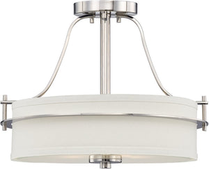 15"W Loren 2-Light Close-to-Ceiling Polished Nickel / White