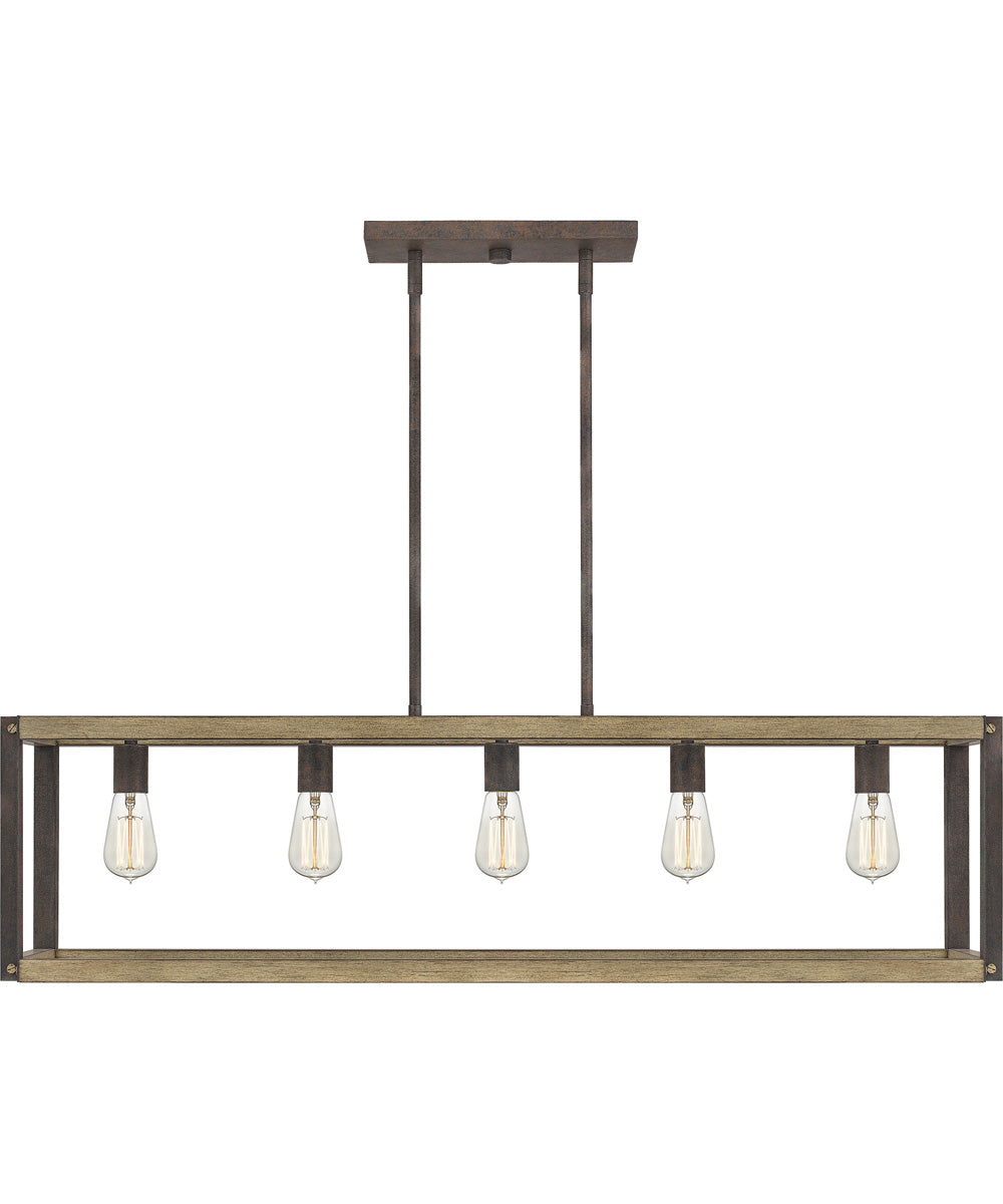 Finn 5-light Island Light Rustic Black