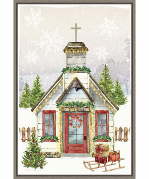 Framed Country Christmas Church by Art Nd Canvas Wall Art Print (23  W x 33  H), Sylvie Greywash Frame